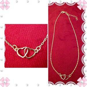 Necklace - 16-18” gold tone w/attached interlocking hearts. New!  BOGO offer ⬇️